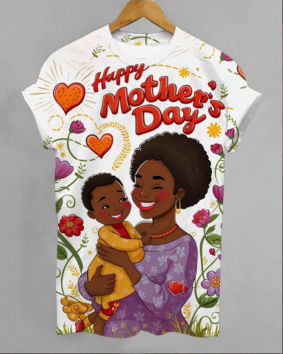 Happy Mother's Day Crew Neck Short Sleeve T-shirt
