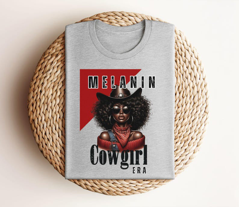 Melanin Cowgirl Era Crew Neck Short Sleeve Cotton T-shirt