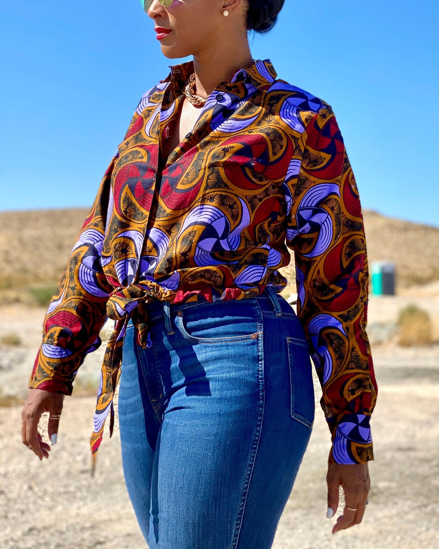 Women's Casual Print Button Long Sleeve Shirt