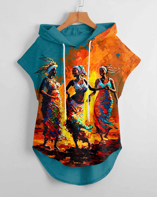 Beautiful Fire Dancers Drawstring Hooded Tee