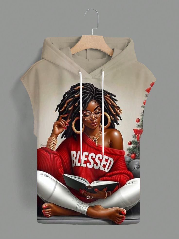 Blessed Brown Girl Pocket Drawstring Hooded Tee