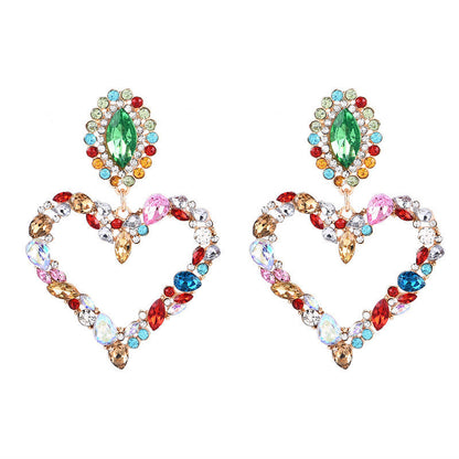 Heart-shaped Alloy Retro Earrings Drill Ear Rings