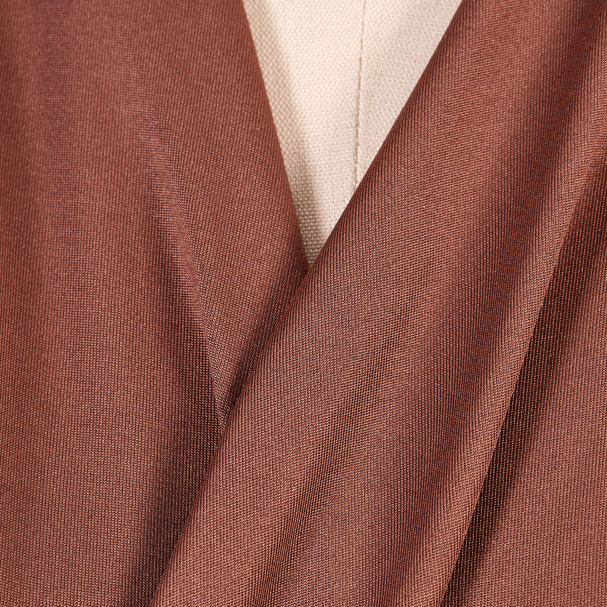 Brown V-neck Long-sleeved Pleated Dress