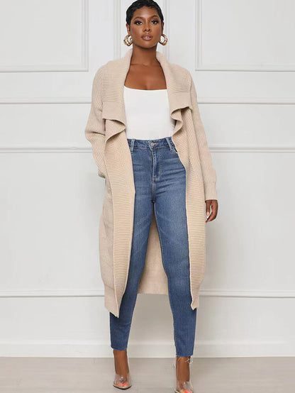 Knit Long Sleeve Solid Bodycon Cardigan