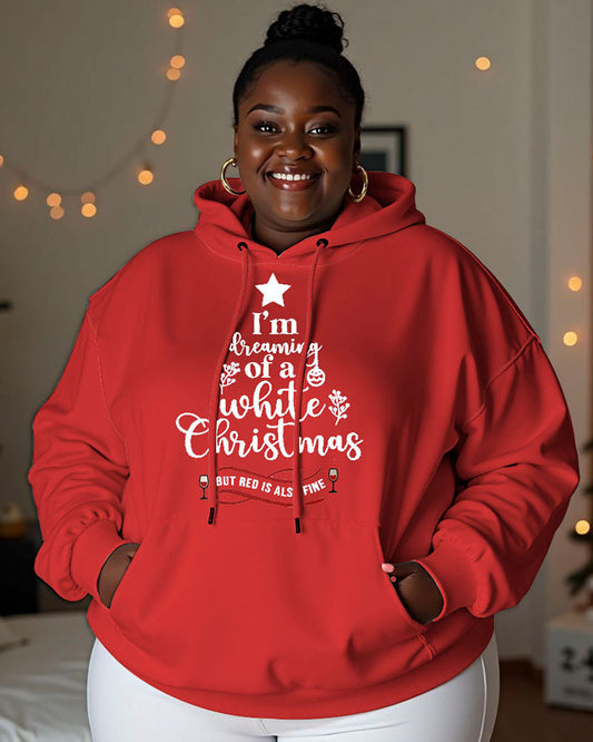 Women's Christmas Print Pocket Long Sleeve Hoodie