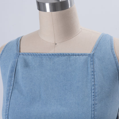 Denim Blue Sleeveless Strappy Dress