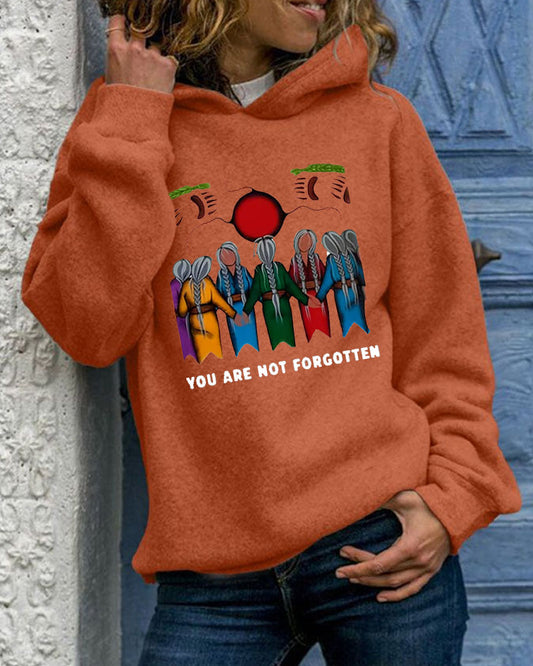 Women's Slogan   Every Child Matters You Are Never Forgotten With Pocket Long Sleeve Hoodie