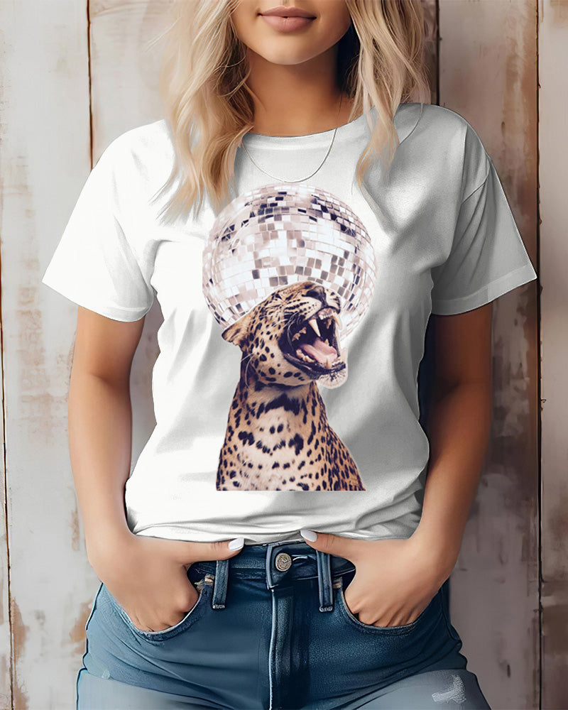 Disco Cheetah Printed T-Shirt