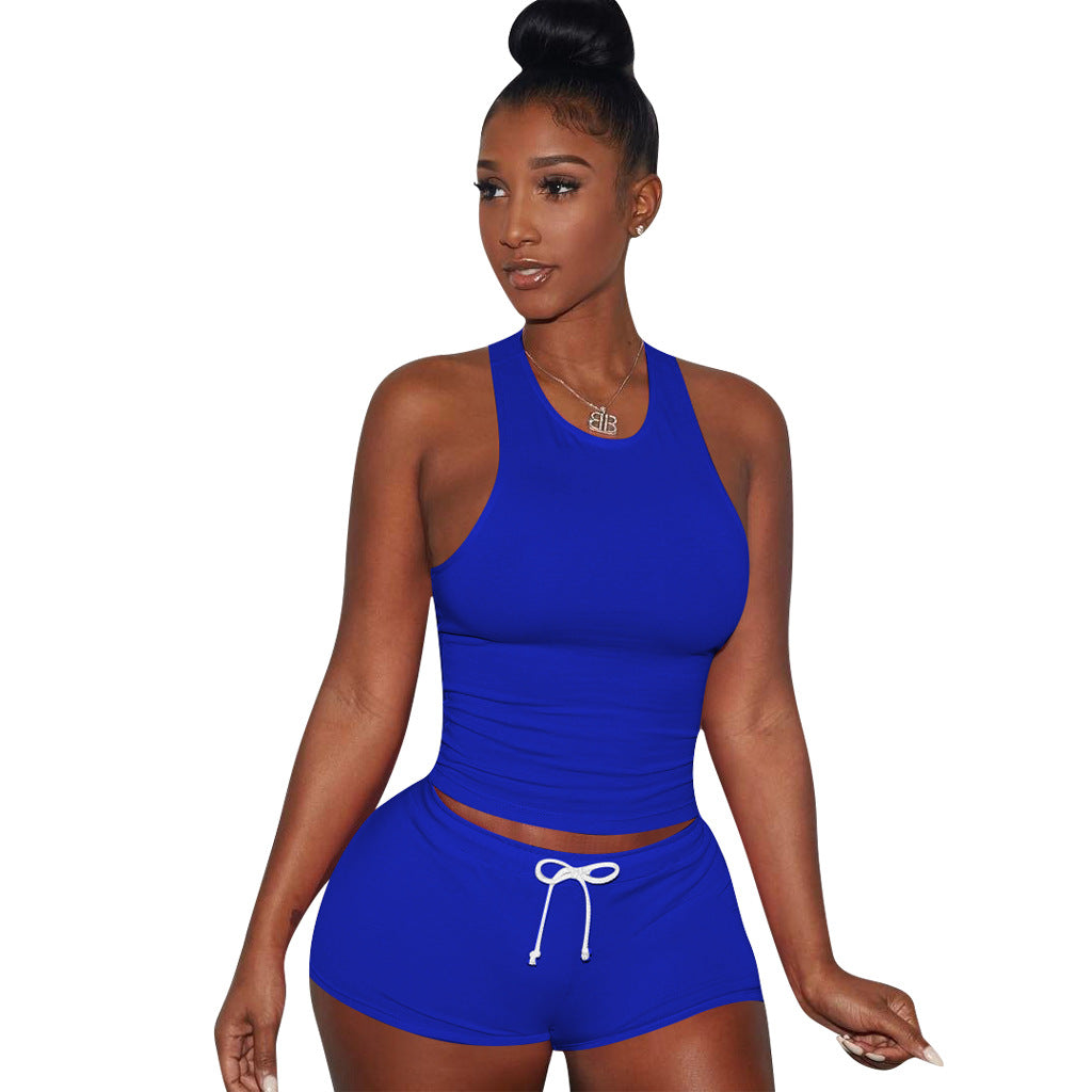 Street Style Breathable Sweat Absorbing Sport Pants Suit Two-Piece Cotton