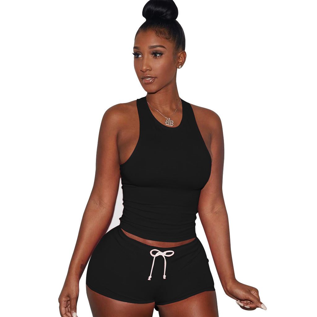 Street Style Breathable Sweat Absorbing Sport Pants Suit Two-Piece Cotton