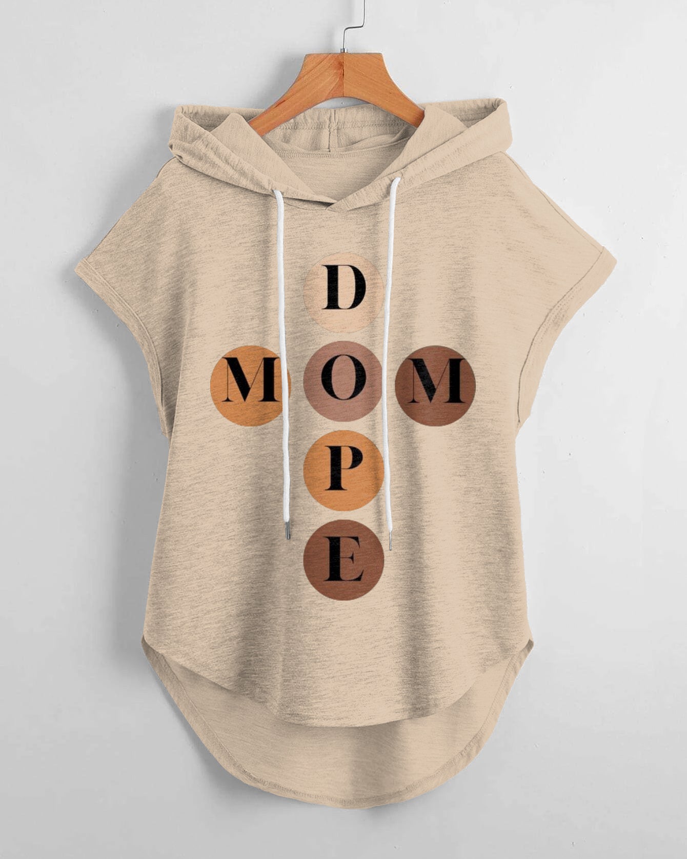 Mom Dope Hem Drawstring Hooded Tee