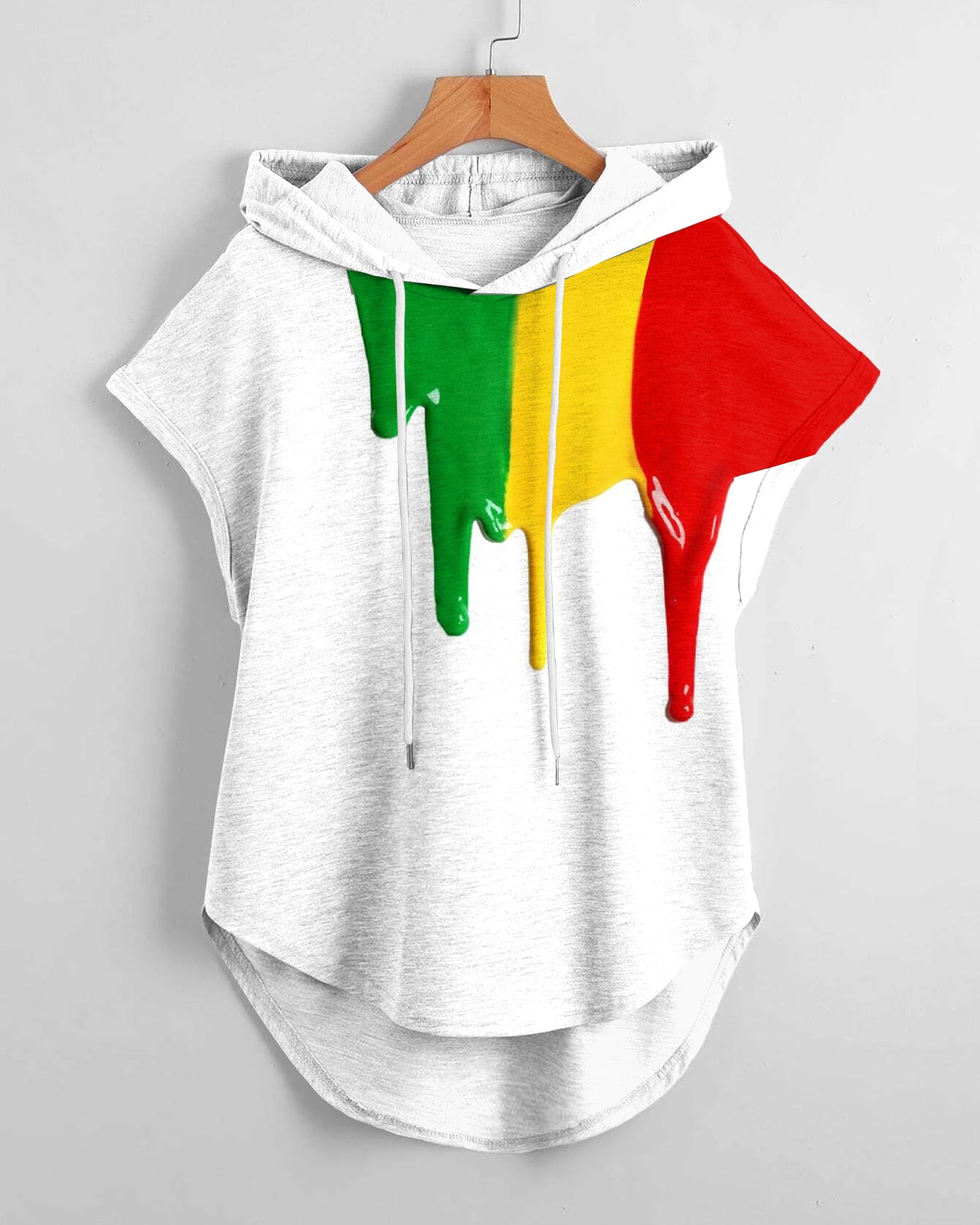 Reggae Ink Painting Drawstring Hooded Tee(White)