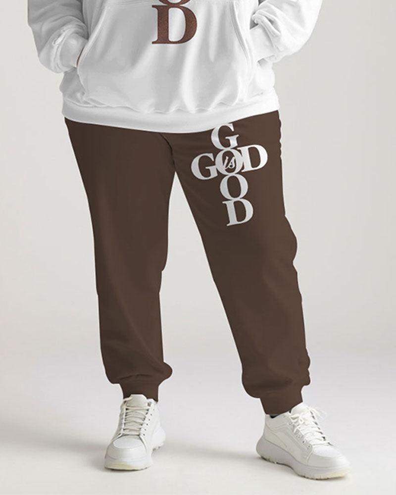 God is Good Print Long Sleeve Hoodie Two Pieces Set