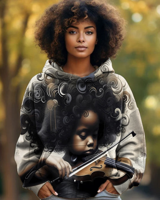 Black Girl Violin Art Print Hoodie