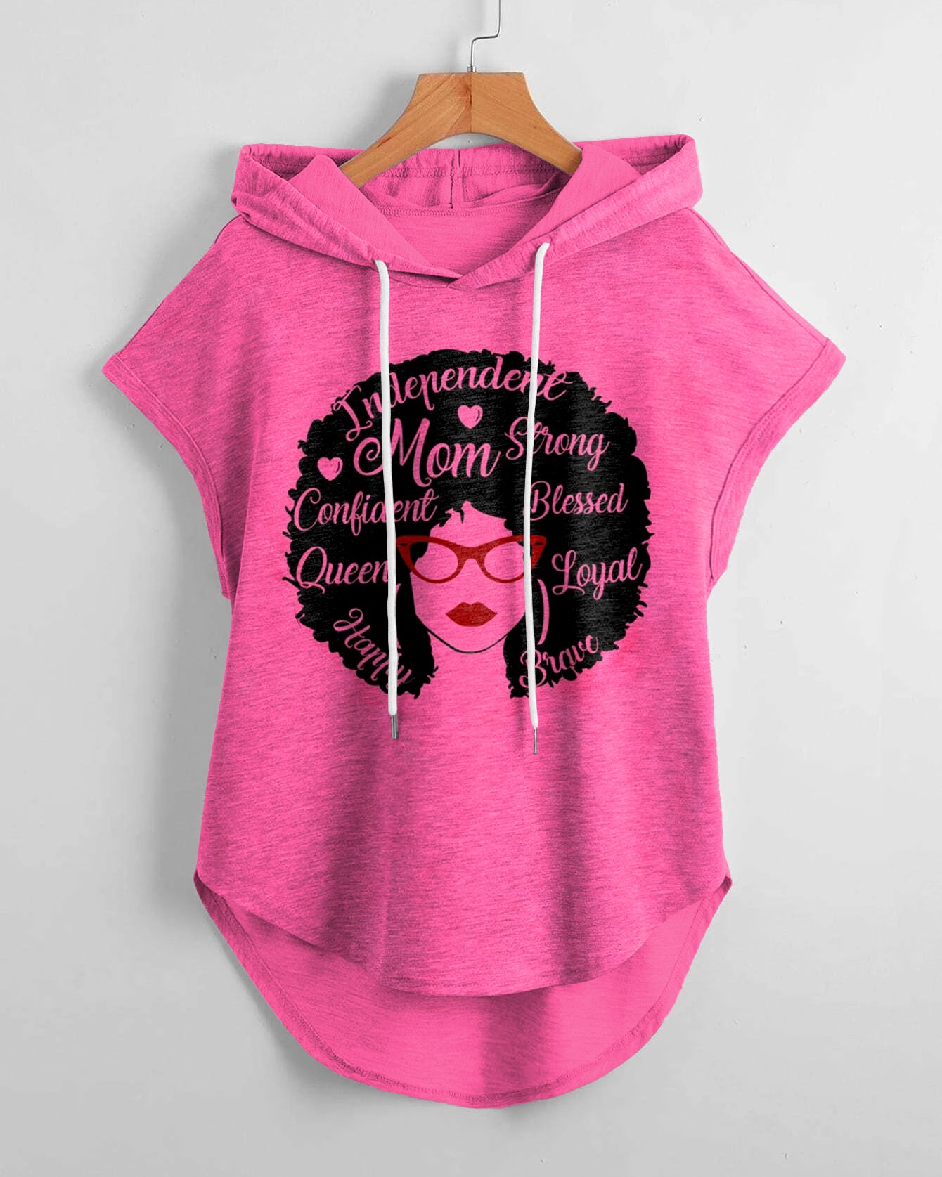 Afro Mom Life Drawstring Hooded Tee