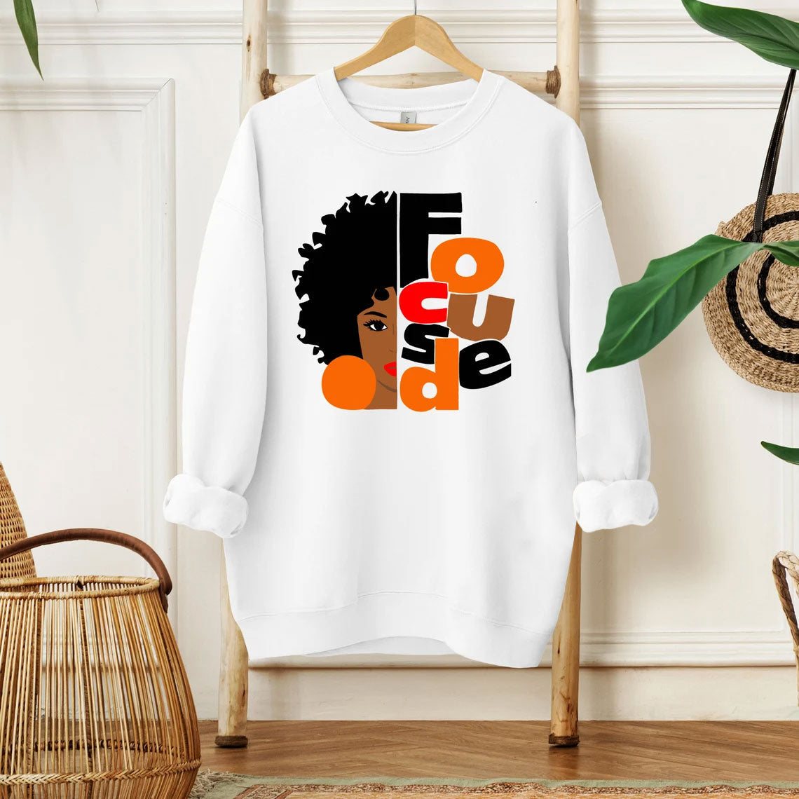 Focused Black Girl Melanin Long Sleeve Sweatshirt