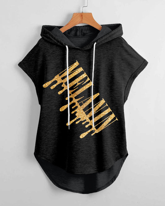 Melanin Drippin' Hem Drawstring Hooded Tee