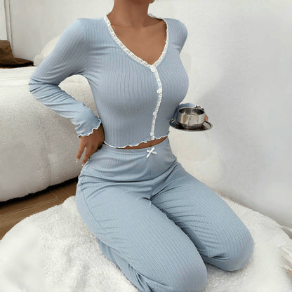 Long-sleeved Pants Slim Sexy Lace Pajama Set