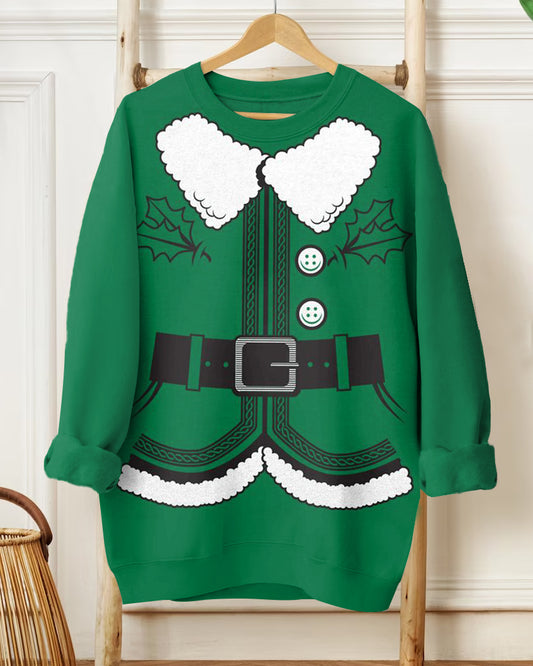 Christmas Fun Belt Print Long-sleeved Sweatshirt