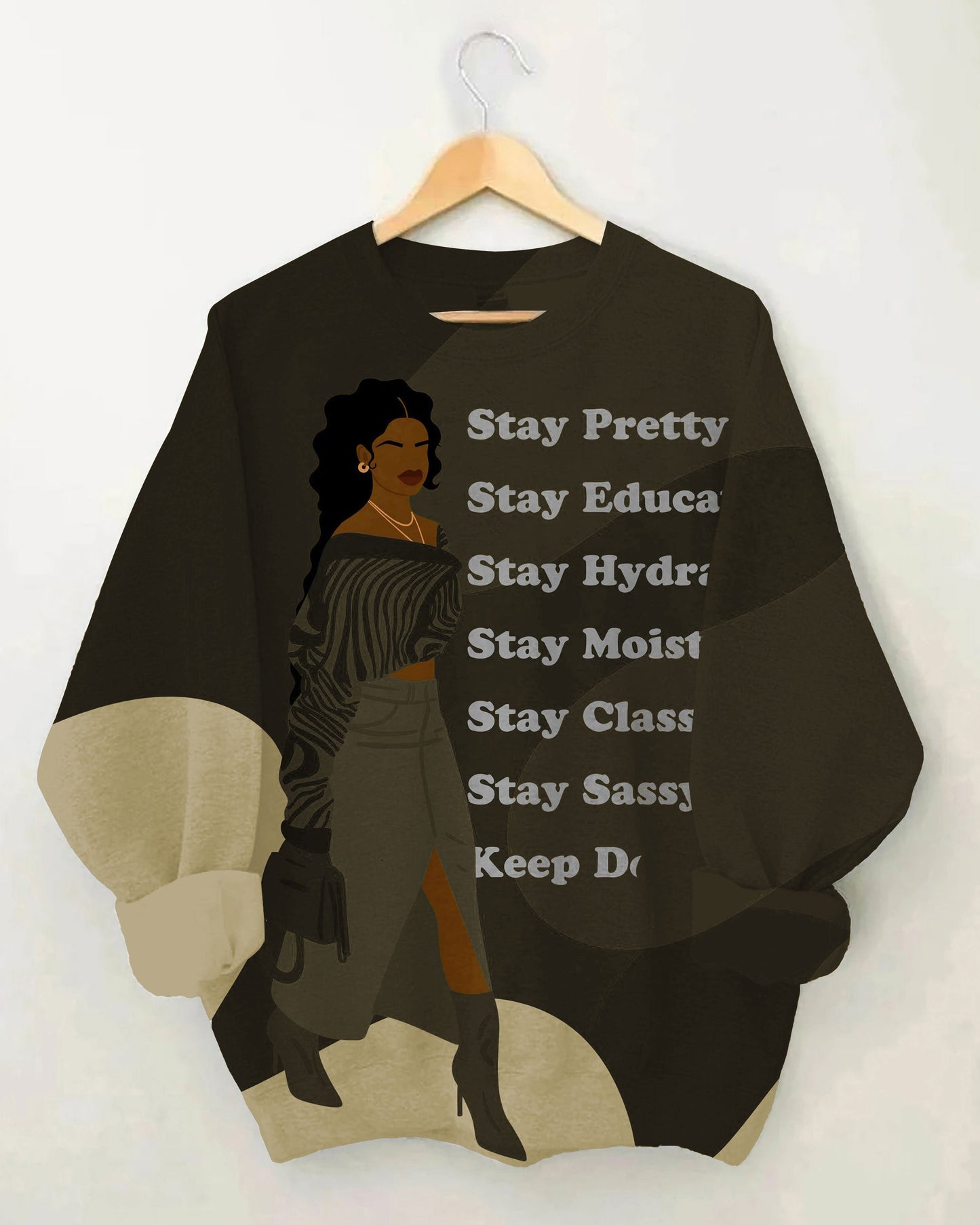 Powerful Brown Women Long Sleeve Sweatshirt