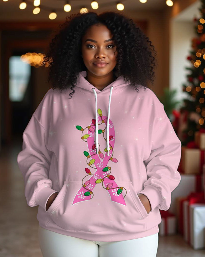 Women Breast Cancer Awareness Print Long-sleeved Hoodie