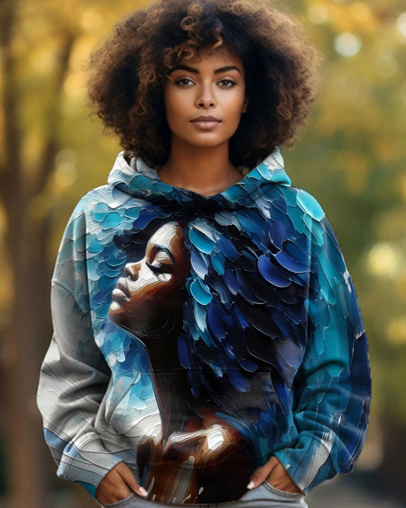 Black Girl Oil Painting Art Print Hoodie