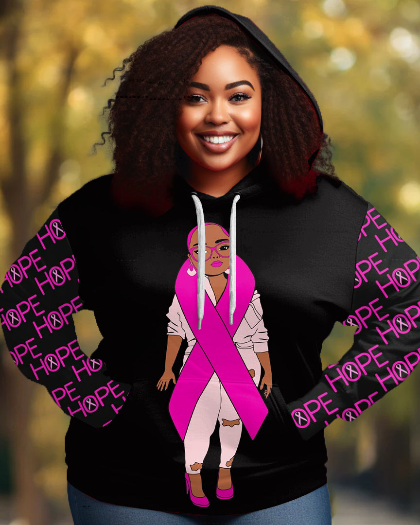 Pink Ribbon Breast Cancer Long-sleeved Hoodie