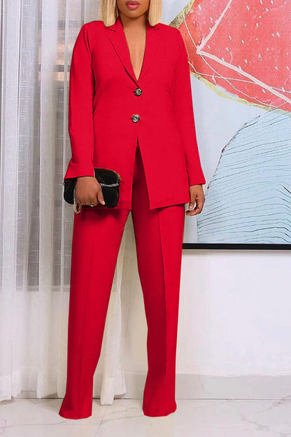 Classic Lapel Collar Blazer & Pants Suit