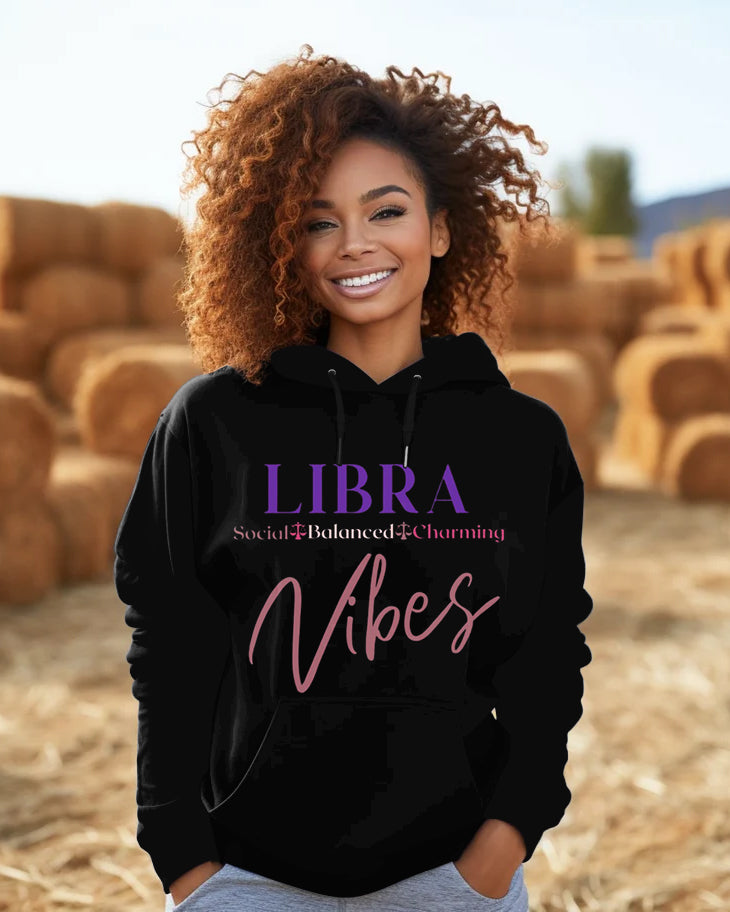 Libra Vibes Letter Long-sleeved Hoodie