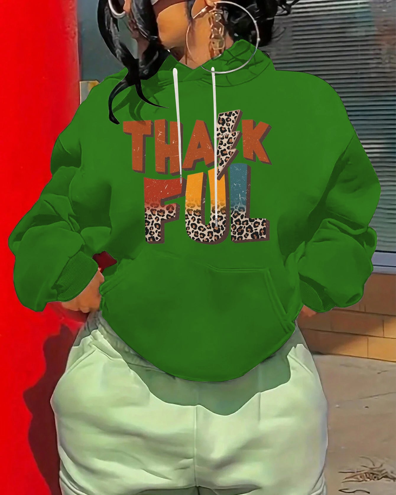 Retro Thanksgiving Thankful Long-sleeved Hoodie