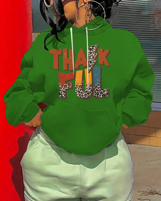 Retro Thanksgiving Thankful Long-sleeved Hoodie