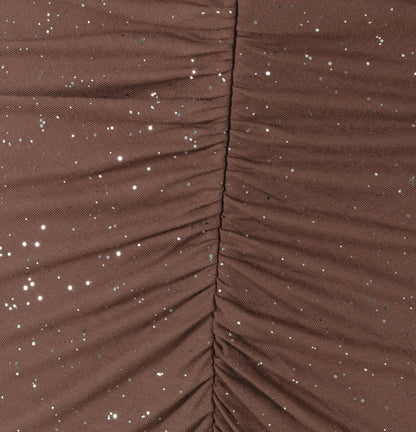 Deep V Long-sleeved Sequin Pleated Dress