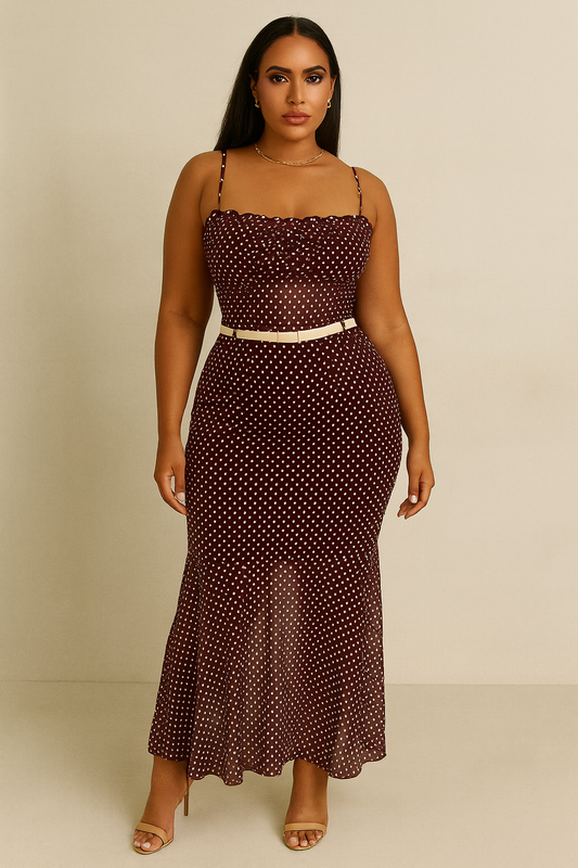 Sexy Slim-Fit Suspender Lace-up Backless See-through Long Dress