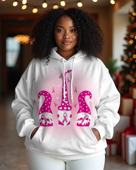 Women Breast Cancer Awareness Print Long-sleeved Hoodie