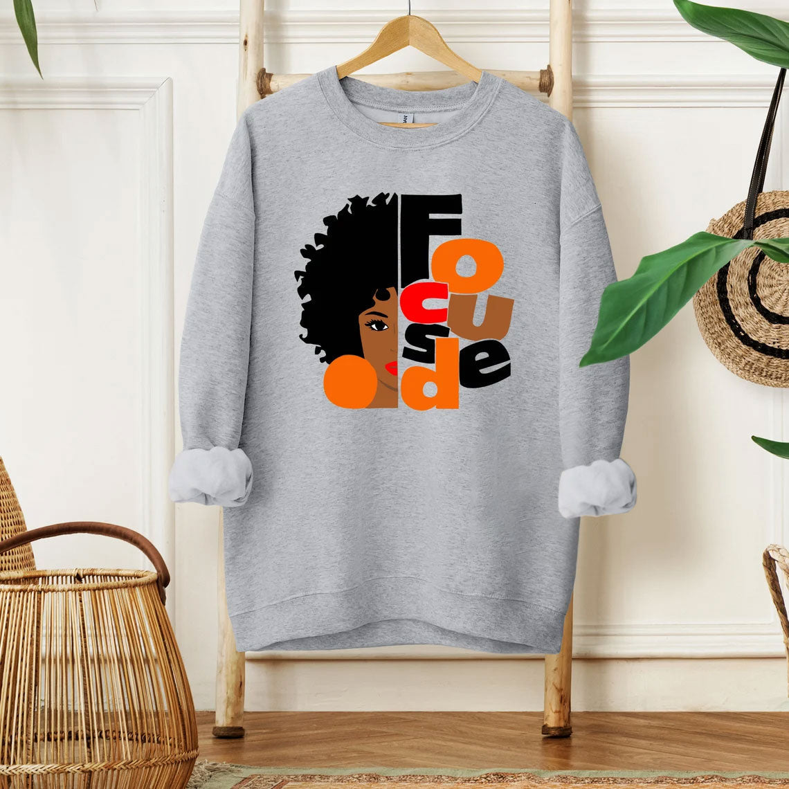 Focused Black Girl Melanin Long Sleeve Sweatshirt