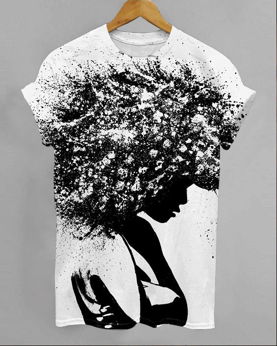 Afro Girl Oil Painting Unisex Short Sleeve Tshirt