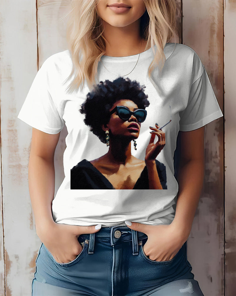 Fashion Black Girl Printed T-Shirt