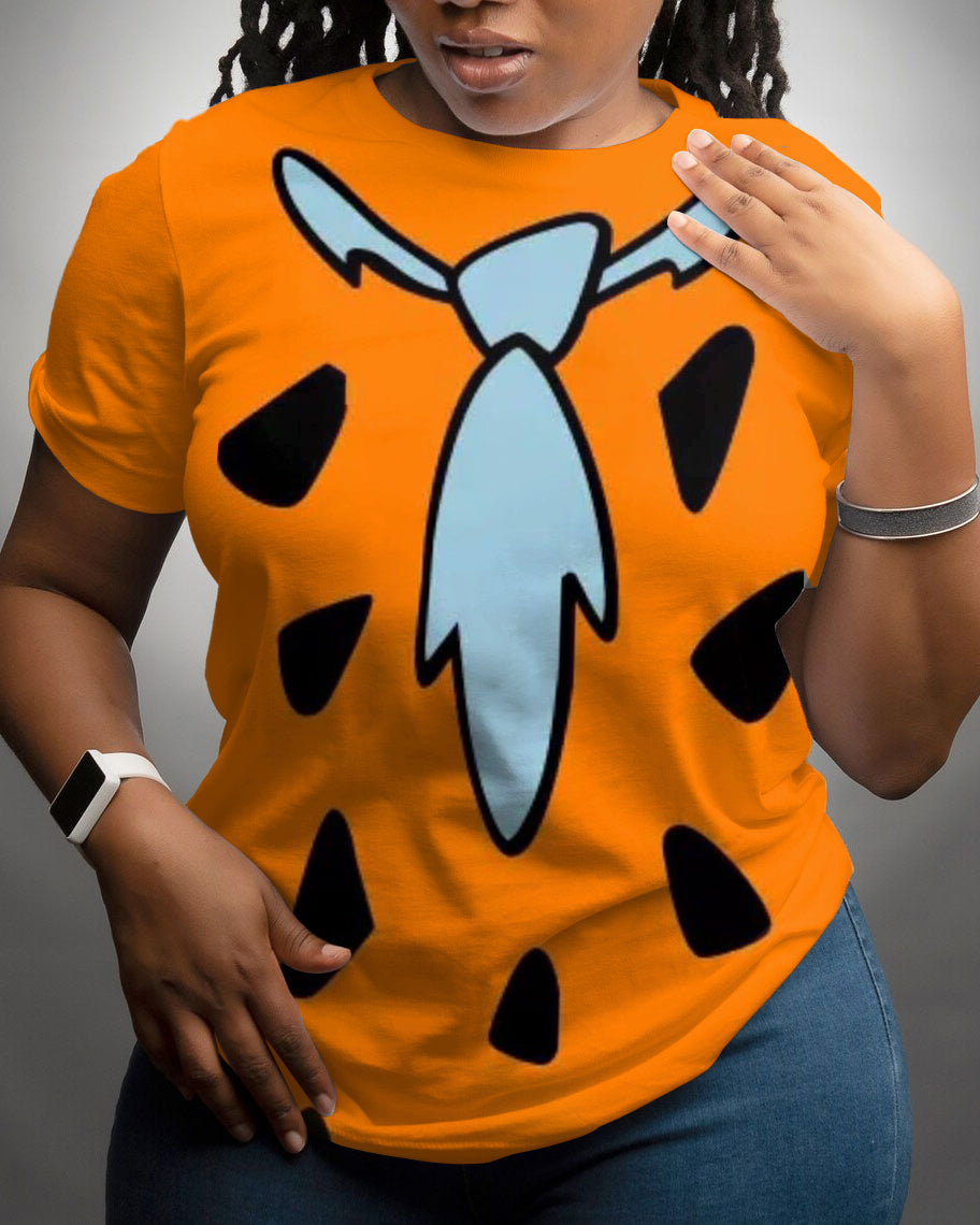 Fred Flintstone Tie Halloween Crew Neck Short Sleeve Shirt