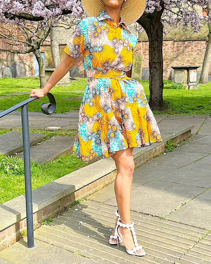 Women's Casual Print Short Sleeve Short Dress