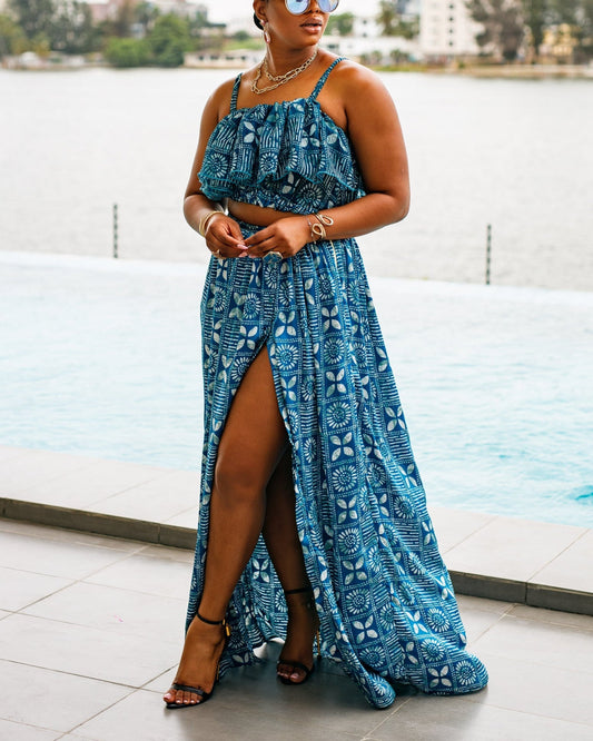 Women's Casual Flora Print Two-Piece Set