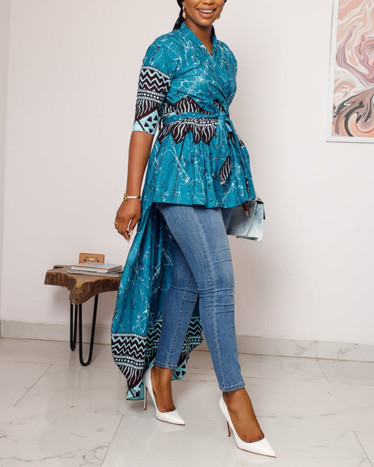 Women's Casual Print Long Sleeve Dress Top