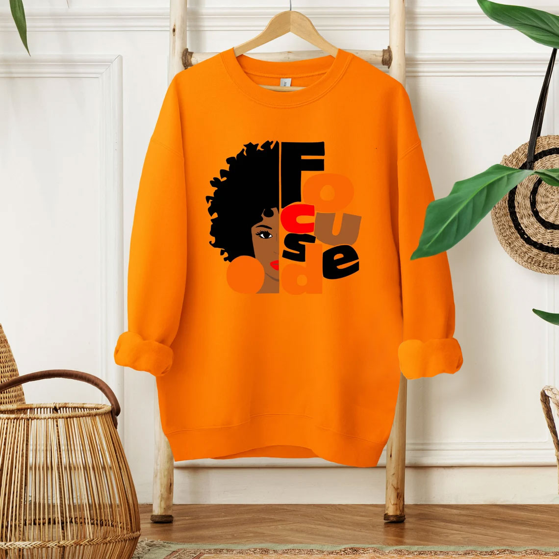 Focused Black Girl Melanin Long Sleeve Sweatshirt