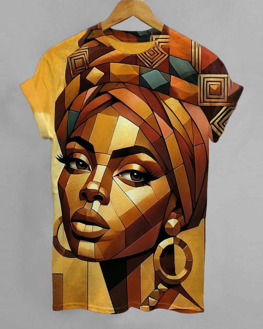 Abstract African Lady Art Crew Neck Short Sleeve Tshirt