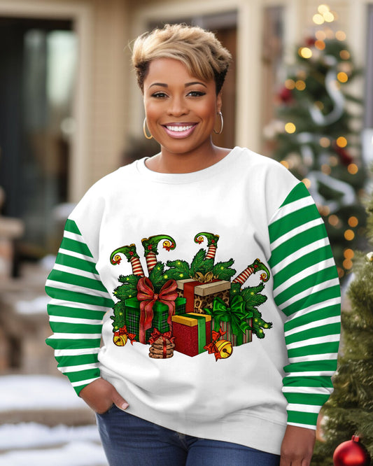 Daily Christmas Elf Print Long-sleeved Sweater