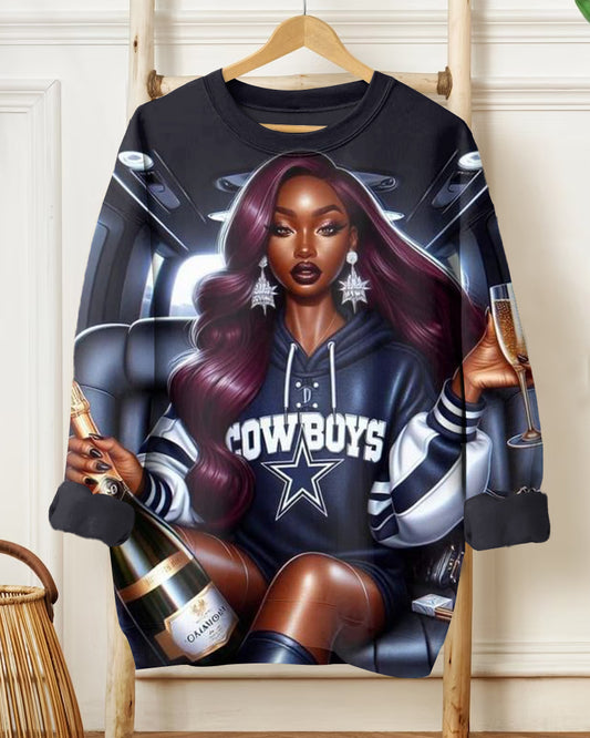 Cowboys Football Girls Long Sleeve Sweatshirt