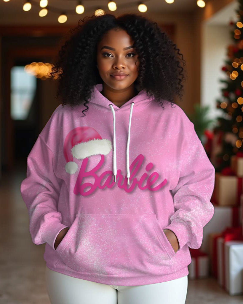 Women Christmas Barbie Print Long-sleeved Hoodie