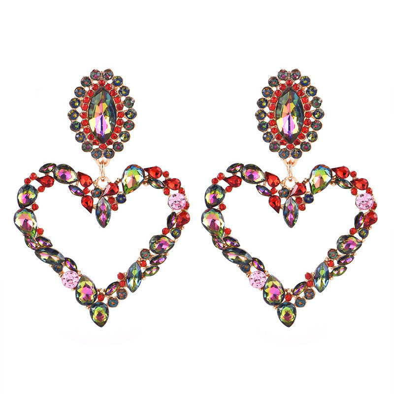 Heart-shaped Alloy Retro Earrings Drill Ear Rings