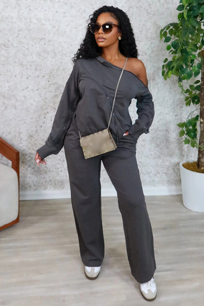 Zips Patchwork Sweatshirt Solid Color Pants 2pcs Set-Green