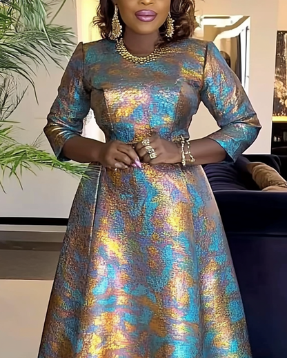 Elegant Crew Neck Half Sleeve Maxi Dresses