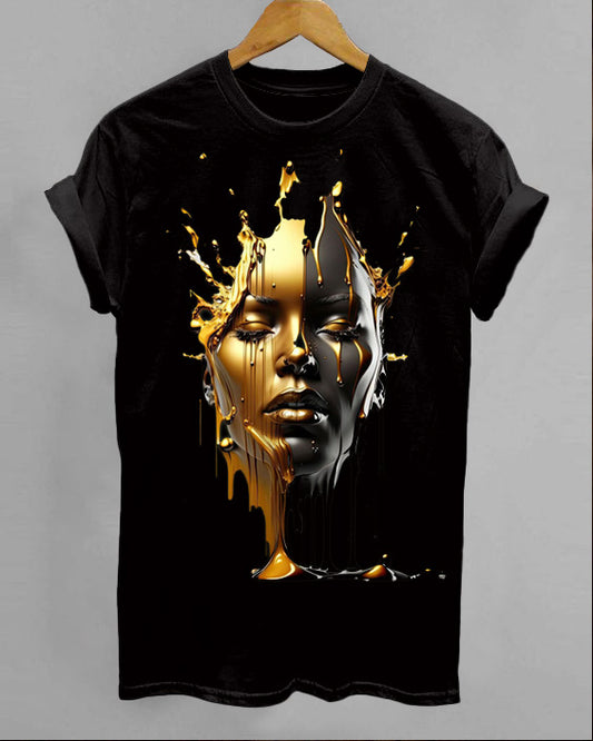 Gold Ladies' Printed Casual T-Shirt